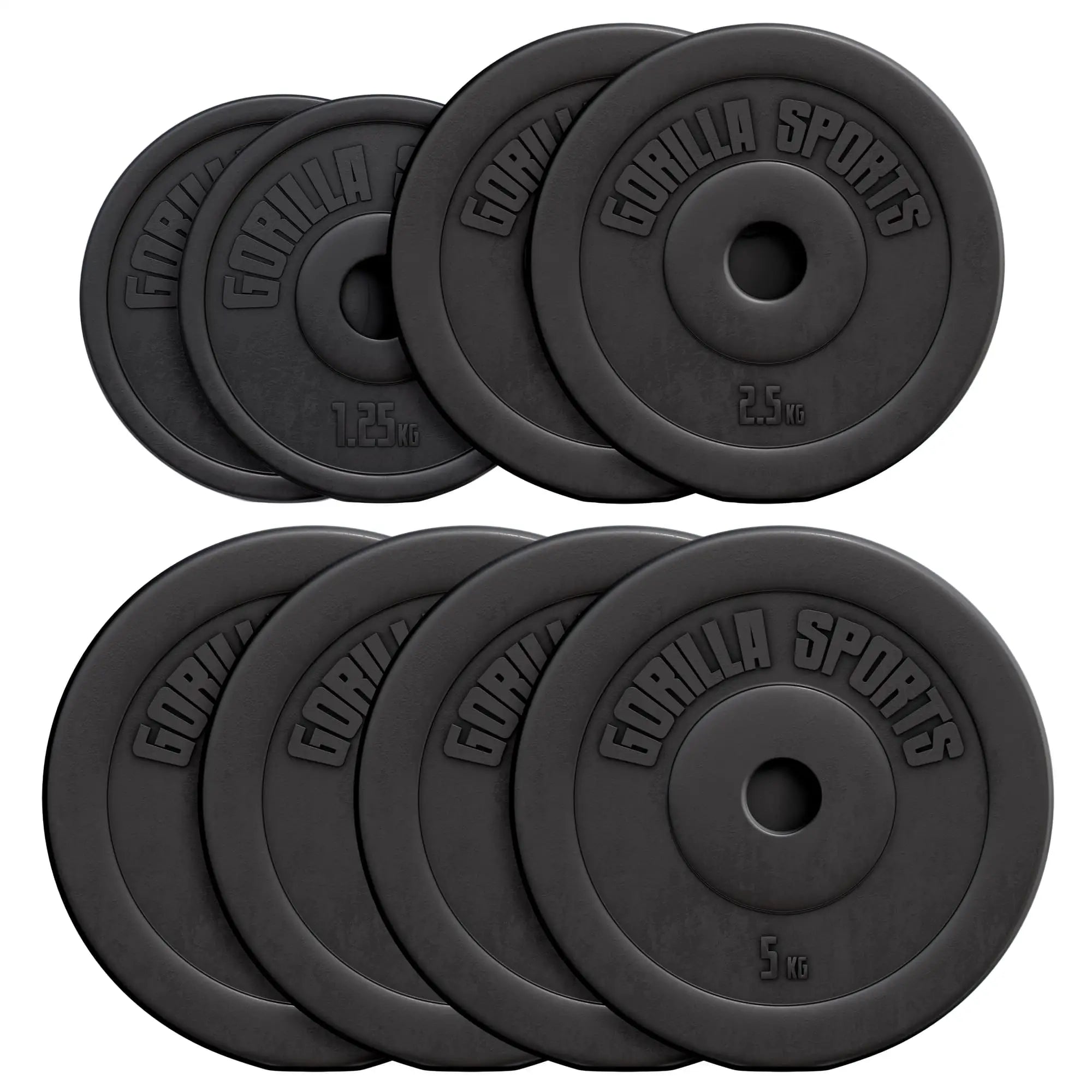 Set de Discos Gorilla Sports 27,5 Kg - 2x1,25 Kg 2x2,5 Kg 4x5