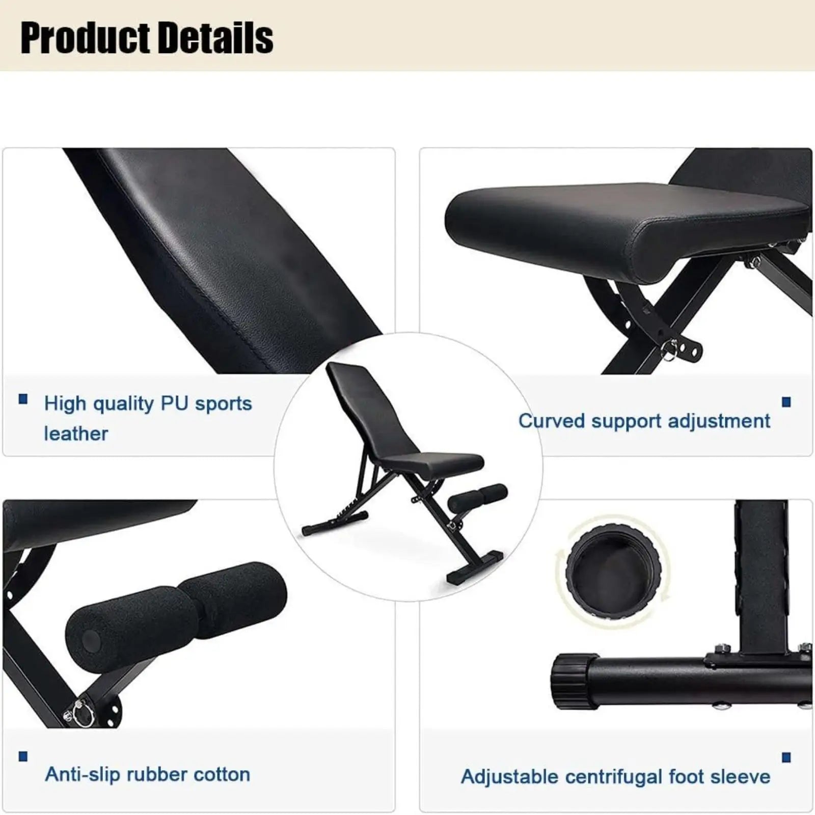 Banco plegable con 7 posiciones regulables 0º-75º