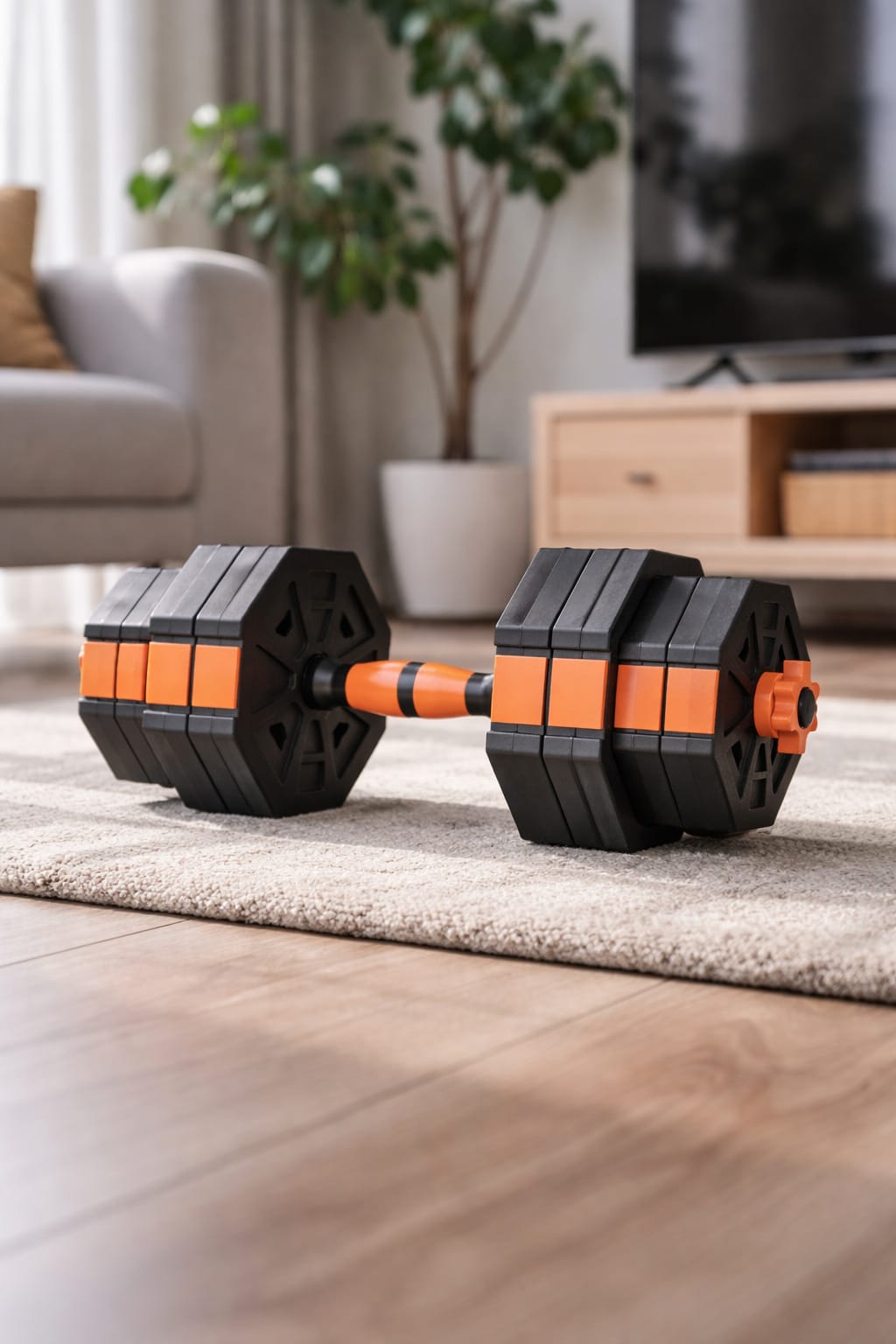 Mancuernas ajustables de 10 KG a 50 KG con barra antideslizante