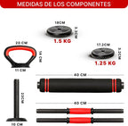 Mancuernas ajustables de 10 KG a 50 KG con barra antideslizante